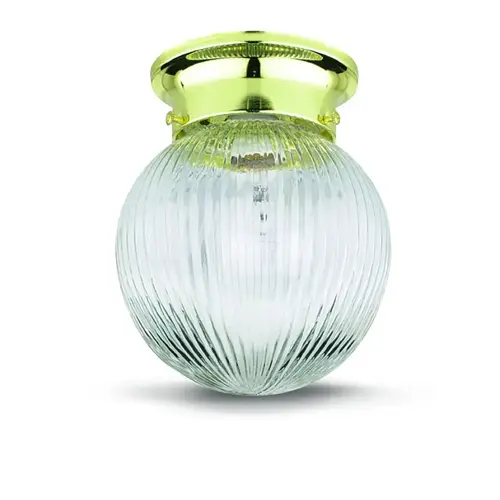 6" Ribbed Glass Globe Ceiling Fixture Polished Brass 6" Ribbed Glass Globe Ceiling Fixture Polished Brass