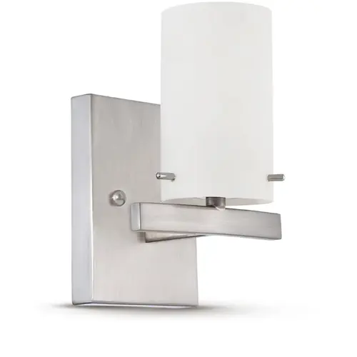 Boca 1-Light Wall Fixture Bright Satin Nickel Boca 1-Light Wall Fixture Bright Satin Nickel