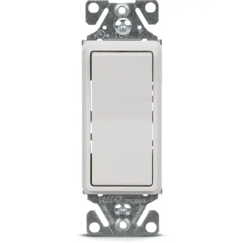 Eaton 15A Single-Pole Decorator Light Switch, White Eaton 15A Single-Pole Decorator Light Switch, White