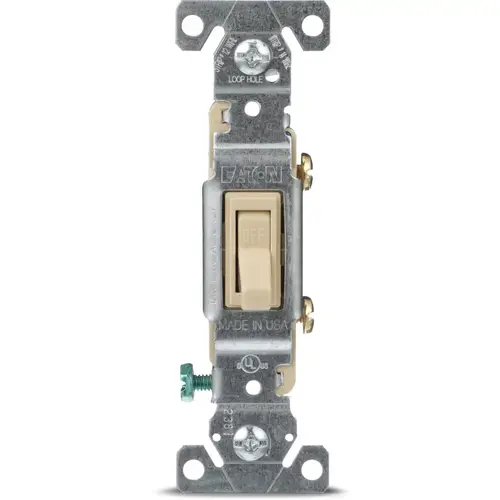 Eaton 15A Single-Pole Toggle Switch, Ivory Eaton 15A Single-Pole Toggle Switch, Ivory