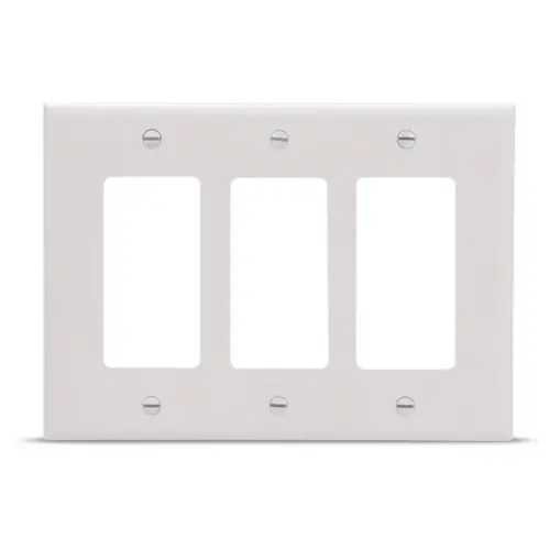Eaton 3-Gang Midsize White Polycarbonate Decorator Wall Plate Eaton 3-Gang Midsize White Polycarbonate Decorator Wall Plate