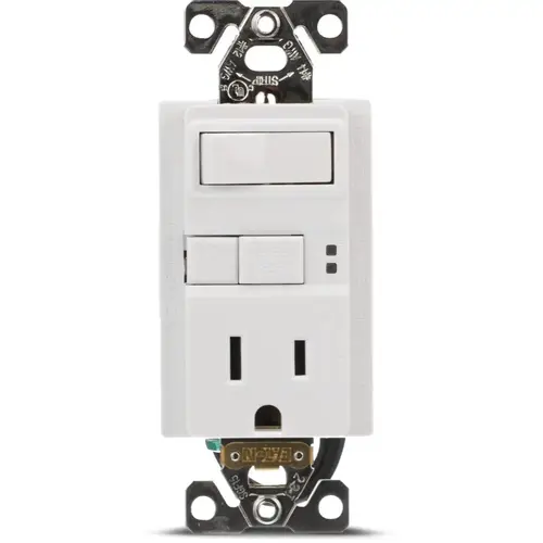 Eaton 15A 125V Combo White Switch and Tamper-Resistant Decorator GFCI Outlet Eaton 15A 125V Combo White Switch and Tamper-Resistant Decorator GFCI Outlet