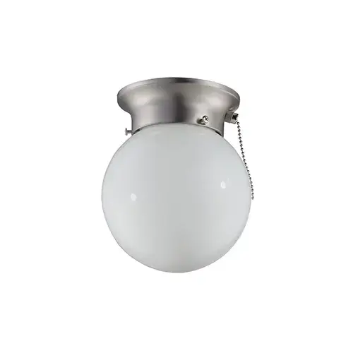 6" Glass Globe Ceiling Fixture with Pull Chain Satin Nickel 6" Glass Globe Ceiling Fixture with Pull Chain Satin Nickel