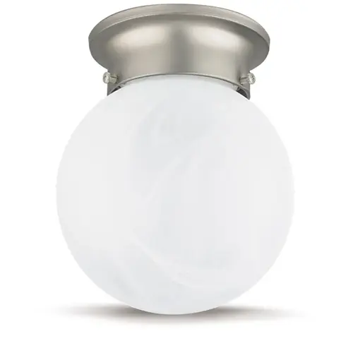 6" Alabaster Glass Globe Ceiling Fixture Satin Nickel 6" Alabaster Glass Globe Ceiling Fixture Satin Nickel