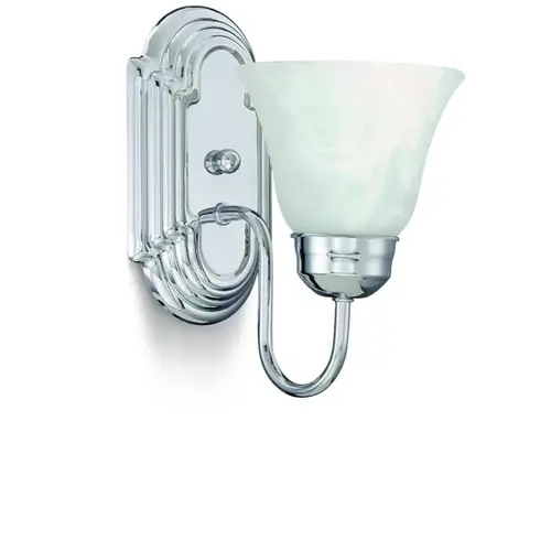 Round Milk Glass 1-Light Wall Fixture Chrome Round Milk Glass 1-Light Wall Fixture Chrome