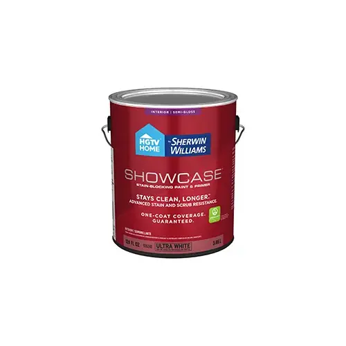 HGTV Home by Sherwin-Williams Showcase Interior Paint Semi-Gloss Ultra White/Base A One Gallon 7006-10 HGTV Home by Sherwin-Williams Showcase Interior Paint Semi-Gloss Ultra White/Base A One Gallon 7006-10