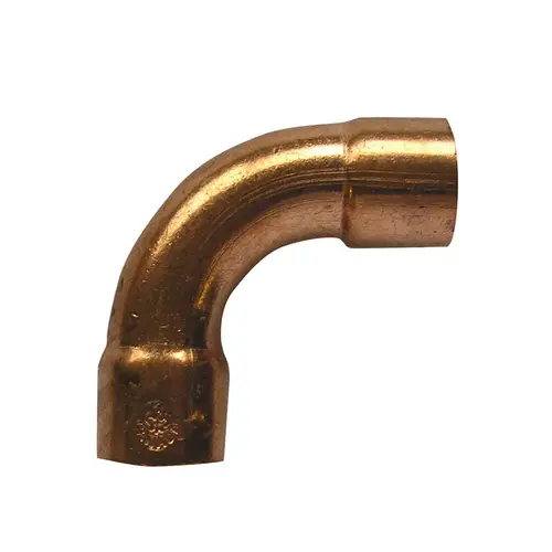 Copper 90 Degree Long Radius Elbow 1/2" O.D. (3/8" I.D.) Copper 90 Degree Long Radius Elbow 1/2" O.D. (3/8" I.D.)