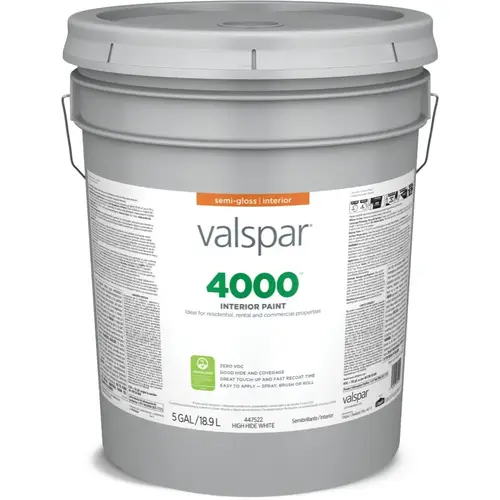 Valspar 4000 Semi-Gloss High-Hiding White Latex Interior Paint, 5-Gallon Valspar 4000 Semi-Gloss High-Hiding White Latex Interior Paint, 5-Gallon