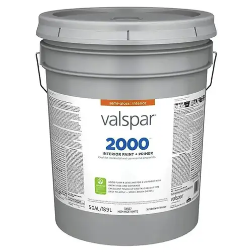 Valspar 2000 Semi-Gloss High Hide White Latex Interior Paint + Primer, 5-Gallon Valspar 2000 Semi-Gloss High Hide White Latex Interior Paint + Primer, 5-Gallon