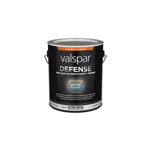 Valspar Defense Exterior Paint Semi-Gloss Ultra White/Base 1 One Gallon CI42 Valspar Defense Exterior Paint Semi-Gloss Ultra White/Base 1 One Gallon CI42