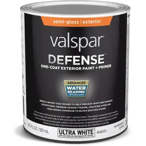 Valspar Defense Semi-Gloss Base 4 Tintable Latex Exterior Paint + Primer, 1-Gallon Valspar Defense Semi-Gloss Base 4 Tintable Latex Exterior Paint + Primer, 1-Gallon