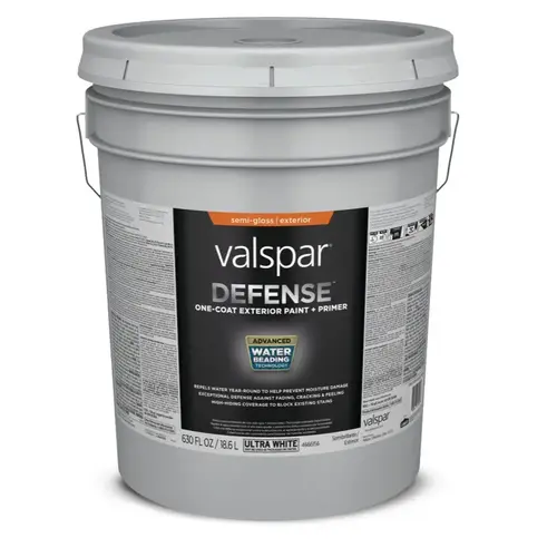 Valspar Semi-Gloss Ultra White Tintable Latex Exterior Paint + Primer, 5-Gallon Valspar Semi-Gloss Ultra White Tintable Latex Exterior Paint + Primer, 5-Gallon