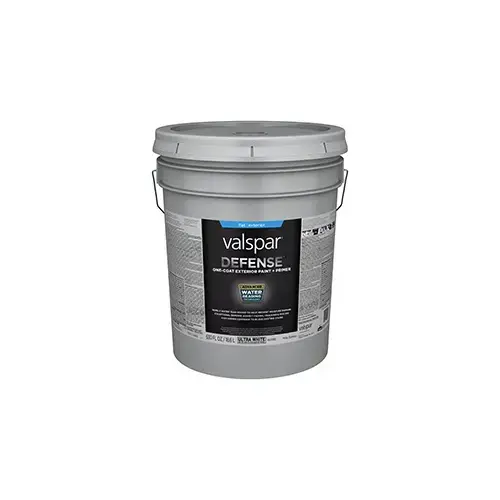 Valspar Defense Exterior Paint Flat/Matte Ultra White/Base 1 Five Gallons 6004-7B Valspar Defense Exterior Paint Flat/Matte Ultra White/Base 1 Five Gallons 6004-7B