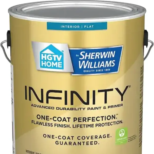 HGTV Home by Sherwin-Williams Infinity Flat Ultra White Enamel Tintable Latex Interior Paint & Primer, 1-Gallon HGTV Home by Sherwin-Williams Infinity Flat Ultra White Enamel Tintable Latex Interior Paint & Primer, 1-Gallon