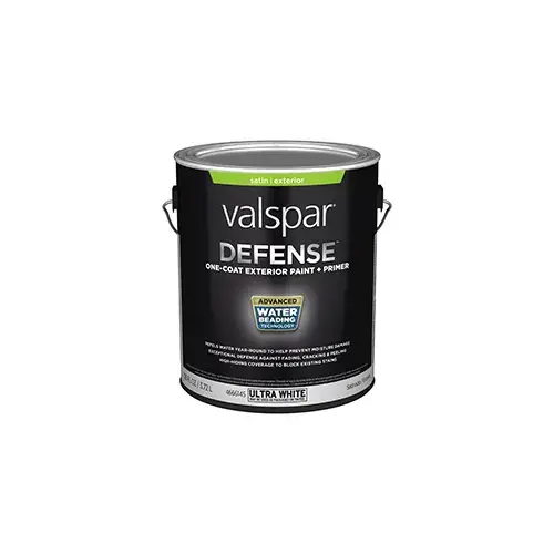 Valspar Defense Exterior Paint Satin Ultra White/Base 1 One Gallon 1002-8B Valspar Defense Exterior Paint Satin Ultra White/Base 1 One Gallon 1002-8B