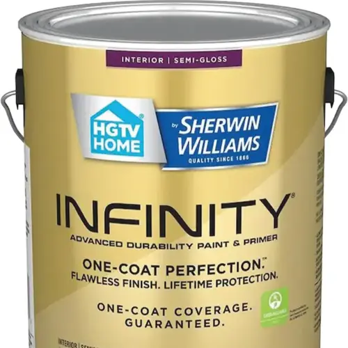 HGTV Home by Sherwin-Williams Infinity Semi-Gloss Ultra White Enamel Tintable Latex Interior Paint & Primer, 1-Gallon HGTV Home by Sherwin-Williams Infinity Semi-Gloss Ultra White Enamel Tintable Latex Interior Paint & Primer, 1-Gallon