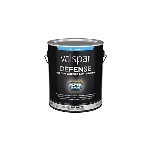 Valspar Defense Exterior Paint Flat/Matte Ultra White/Base 1 One Gallon 5001-1A Valspar Defense Exterior Paint Flat/Matte Ultra White/Base 1 One Gallon 5001-1A