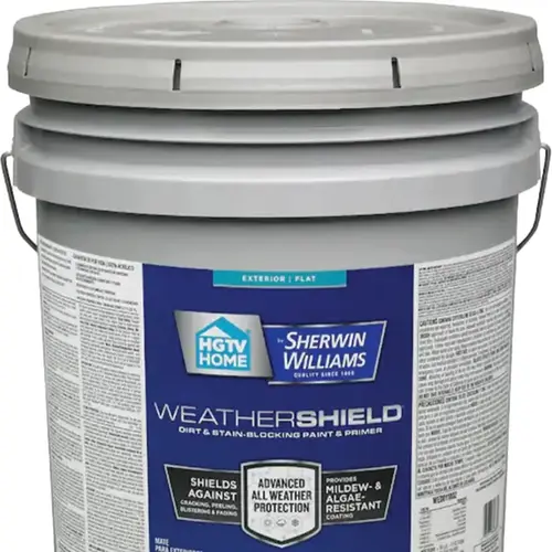 HGTV Home by Sherwin-Williams Weathershield Flat Extra White Tintable Latex Exterior Paint & Primer, 5-Gallon HGTV Home by Sherwin-Williams Weathershield Flat Extra White Tintable Latex Exterior Paint & Primer, 5-Gallon