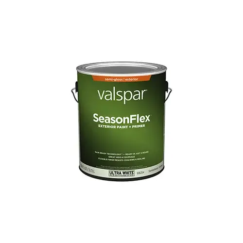 Valspar Seasonflex Exterior Paint Semi-Gloss Ultra White One Gallon 1005-2A Valspar Seasonflex Exterior Paint Semi-Gloss Ultra White One Gallon 1005-2A