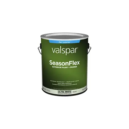 Valspar Seasonflex Exterior Paint Flat/Matte Ultra White One Gallon 3003-2B Valspar Seasonflex Exterior Paint Flat/Matte Ultra White One Gallon 3003-2B