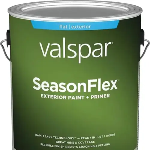 Valspar SeasonFlex Flat Ultra White Base 1 Tintable Latex Exterior Paint + Primer, 1-Gallon Valspar SeasonFlex Flat Ultra White Base 1 Tintable Latex Exterior Paint + Primer, 1-Gallon
