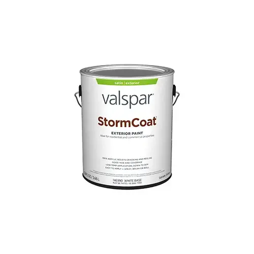 Valspar Stormcoat Exterior Paint Satin White Base/Pastel One Gallon 3007-2B Valspar Stormcoat Exterior Paint Satin White Base/Pastel One Gallon 3007-2B