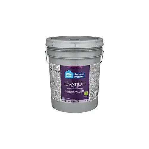 HGTV Home by Sherwin-Williams Ovation Plus Interior Paint Semi-Gloss Ultra White Five Gallons SW7518 HGTV Home by Sherwin-Williams Ovation Plus Interior Paint Semi-Gloss Ultra White Five Gallons SW7518