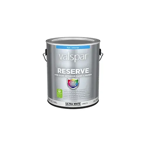 Valspar Reserve Interior Paint Flat/Matte Ultra White One Gallon 4004-9A Valspar Reserve Interior Paint Flat/Matte Ultra White One Gallon 4004-9A