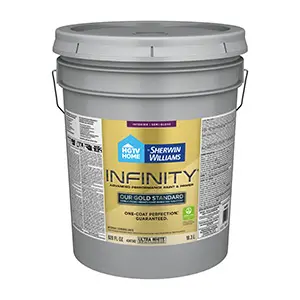 HGTV Home by Sherwin-Williams Infinity Interior Paint Semi-Gloss Ultra White Five Gallons 00SW0026 811684HGSW0026