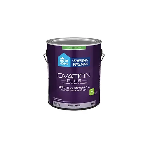 HGTV Home by Sherwin-Williams Ovation Plus Interior Paint Satin Base B One Gallon 2002-9C HGTV Home by Sherwin-Williams Ovation Plus Interior Paint Satin Base B One Gallon 2002-9C