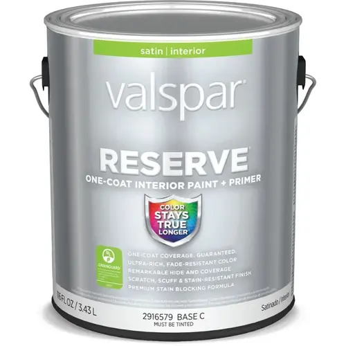 Valspar Reserve Satin Base Tintable Latex Interior Paint + Primer, 1-Gallon Valspar Reserve Satin Base Tintable Latex Interior Paint + Primer, 1-Gallon