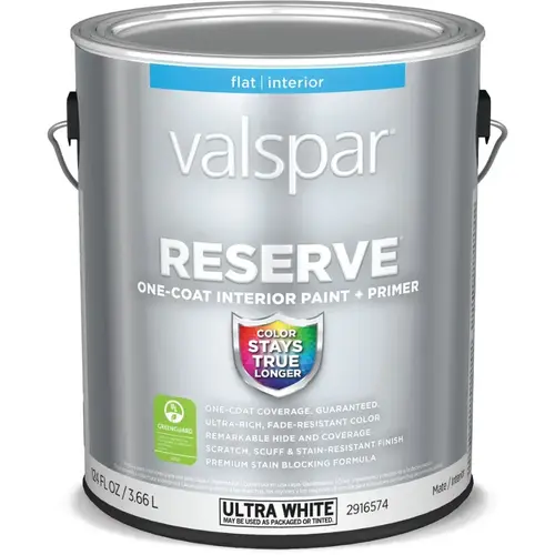 Valspar Reserve Flat Base Tintable Latex Interior Paint + Primer, 1-Gallon Valspar Reserve Flat Base Tintable Latex Interior Paint + Primer, 1-Gallon