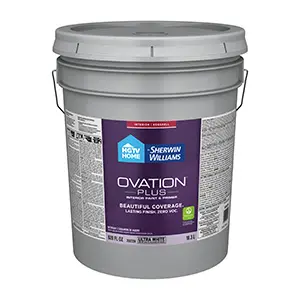 HGTV Home by Sherwin-Williams Ovation Plus Interior Paint Eggshell Ultra White Five Gallons HGSW2266 811645HGSW2266