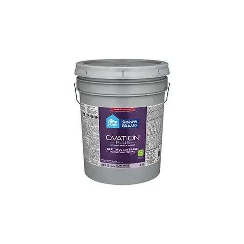 HGTV Home by Sherwin-Williams Ovation Plus Interior Paint Eggshell Ultra White Five Gallons 1005-7C HGTV Home by Sherwin-Williams Ovation Plus Interior Paint Eggshell Ultra White Five Gallons 1005-7C