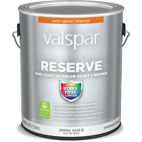 Valspar Reserve Semi-Gloss Base Tintable Latex Interior Paint + Primer, 1-Gallon Valspar Reserve Semi-Gloss Base Tintable Latex Interior Paint + Primer, 1-Gallon
