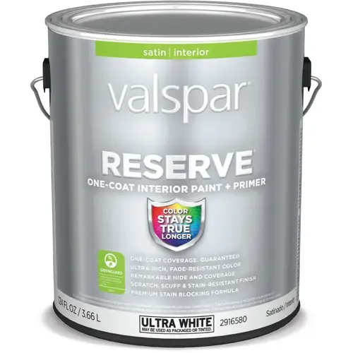 Valspar Reserve Satin Base Tintable Latex Interior Paint + Primer, 1-Gallon Valspar Reserve Satin Base Tintable Latex Interior Paint + Primer, 1-Gallon