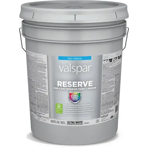 Valspar Reserve Flat Base Tintable Latex Interior Paint + Primer, 5-Gallon Valspar Reserve Flat Base Tintable Latex Interior Paint + Primer, 5-Gallon