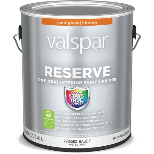 Valspar Reserve Semi-Gloss Base Tintable Latex Interior Paint + Primer, 1-Gallon Valspar Reserve Semi-Gloss Base Tintable Latex Interior Paint + Primer, 1-Gallon