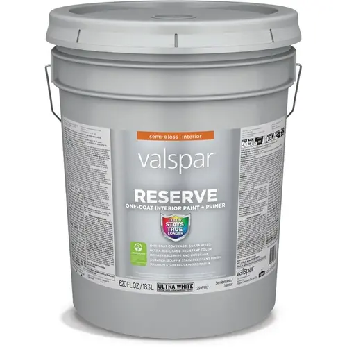 Valspar Reserve Semi-Gloss Base Tintable Latex Interior Paint + Primer, 5-Gallon Valspar Reserve Semi-Gloss Base Tintable Latex Interior Paint + Primer, 5-Gallon