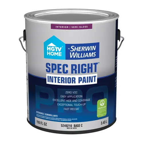 HGTV Home By Sherwin-Williams Spec Right Interior Paint Semi-Gloss Base C One Gallon SW6180 HGTV Home By Sherwin-Williams Spec Right Interior Paint Semi-Gloss Base C One Gallon SW6180