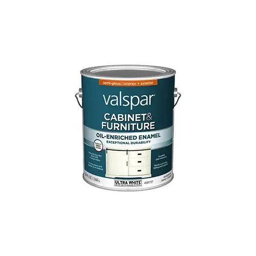 Valspar Cabinet & Furniture Interior/Exterior Paint Semi-Gloss Ultra White One Gallon HGSW1326 Valspar Cabinet & Furniture Interior/Exterior Paint Semi-Gloss Ultra White One Gallon HGSW1326