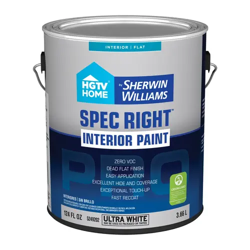 HGTV Home By Sherwin-Williams Spec Right Interior Paint Dead Flat Ultra White One Gallon SW2859 HGTV Home By Sherwin-Williams Spec Right Interior Paint Dead Flat Ultra White One Gallon SW2859