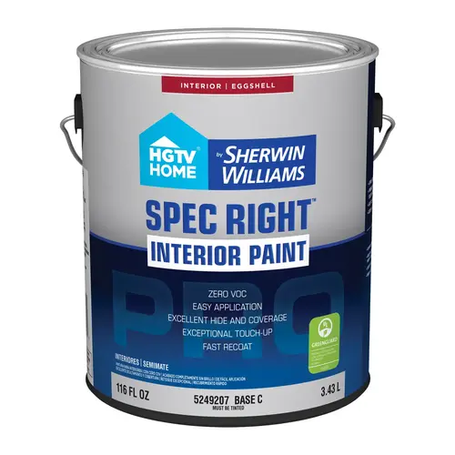 HGTV Home By Sherwin-Williams Spec Right Interior Paint Eggshell Base C One Gallon 2001-1B HGTV Home By Sherwin-Williams Spec Right Interior Paint Eggshell Base C One Gallon 2001-1B