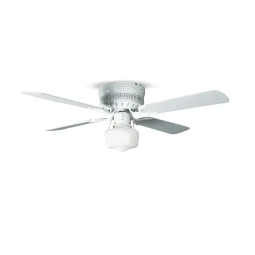 42" 4-Blade Hugger Fan with LED Schoolhouse Light White 42" 4-Blade Hugger Fan with LED Schoolhouse Light White