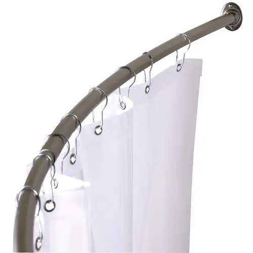 Brushed Nickel Adjustable Curved Shower Rod Brushed Nickel Adjustable Curved Shower Rod