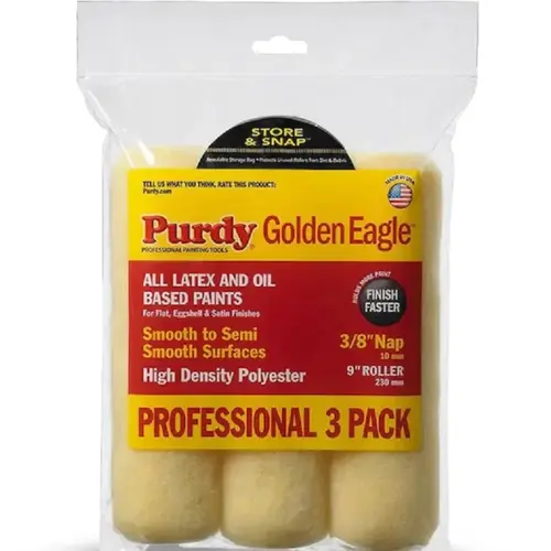 Purdy 9-in x 3/8-in Nap Golden Eagle Knit Polyester Paint Roller Cover, Pack of 3 Purdy 9-in x 3/8-in Nap Golden Eagle Knit Polyester Paint Roller Cover, Pack of 3