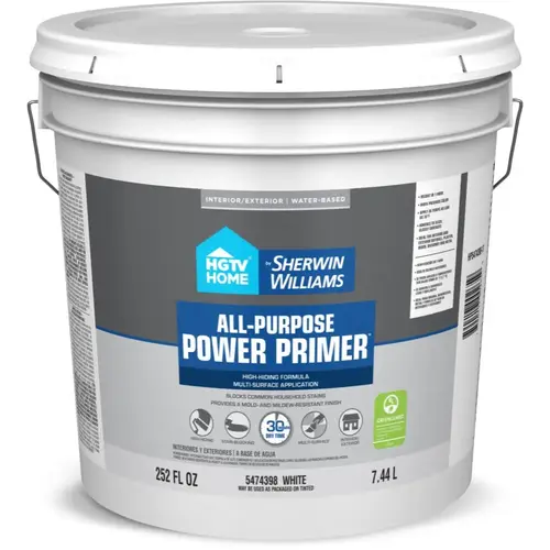HGTV Home by Sherwin-Williams Water-Based Wall and Ceiling All-Purpose Power Primer for Interior/Exterior, 2-Gallon HGTV Home by Sherwin-Williams Water-Based Wall and Ceiling All-Purpose Power Primer for Interior/Exterior, 2-Gallon