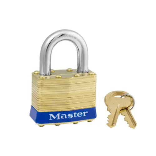 1-3/4" Wide Laminated Brass Body, 15/16" Tall 5/16" Diameter Hardened Steel Shackle, 4-Pin W1 Cylinder Keyed Alike 1-3/4in (44mm) Wide Laminated Brass Pin Tumbler Padlock 1-3/4" Wide Laminated Brass Body, 15/16" Tall 5/16" Diameter Hardened Steel Shackle, 4-Pin W1 Cylinder Keyed Alike 1-3/4in (44mm) Wide Laminated Brass Pin Tumbler Padlock