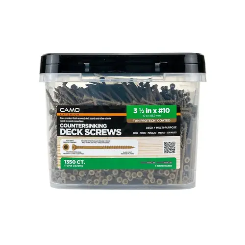 Camo Deck Screw, #10 Thread, 3-1/2 in L, Coarse Thread, Flat Head, Star Drive, Type 17 Slash Point, Carbon Steel Camo Deck Screw, #10 Thread, 3-1/2 in L, Coarse Thread, Flat Head, Star Drive, Type 17 Slash Point, Carbon Steel