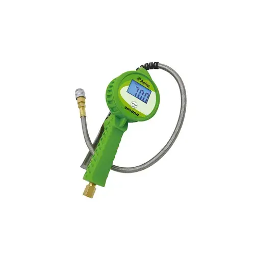 Digital Tire Inflator w/ Stainless Steel Hose & Push-Lock Coupler Chuck - Green Digital Tire Inflator w/ Stainless Steel Hose & Push-Lock Coupler Chuck - Green